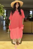 Made in Italy Milo Cotton Slouch Sac Dress Watermelon